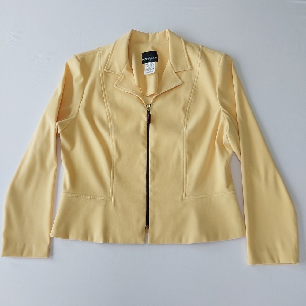 Women's Blazer Positive Attitude Zipper Front‎ USA Made Tag 16 Full Sleeve